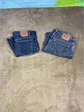 Lot Of 2 Levis 550 Jeans Blue Denim Relaxed Fit Mid Wash Stretch Size 14